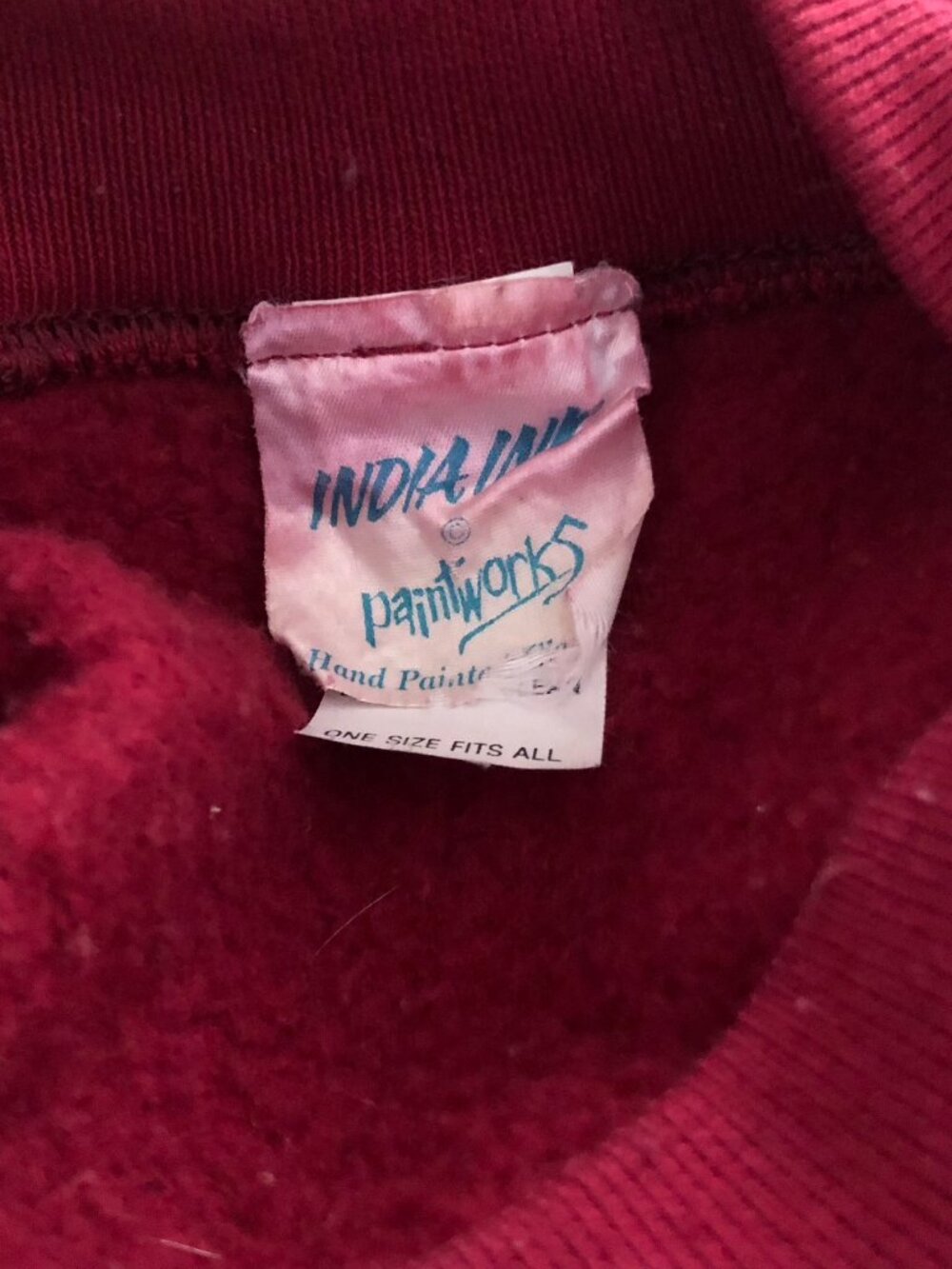 India Ink Vintage 90s Autumn Leaf Burgundy Sweatshirt Size OS - Picture 7 of 8